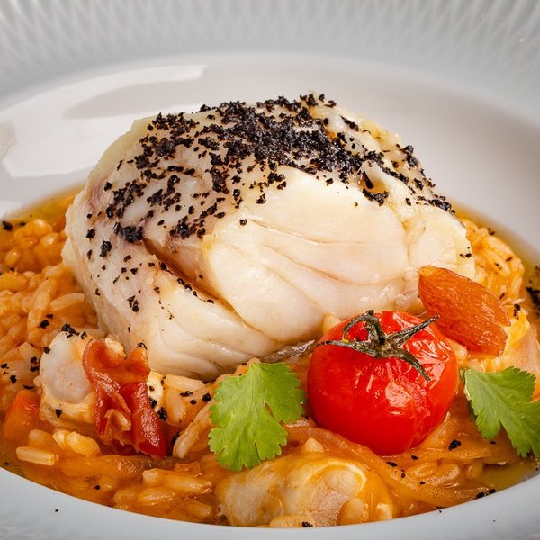 Naco de Bacalhau e Risoto de Línguas