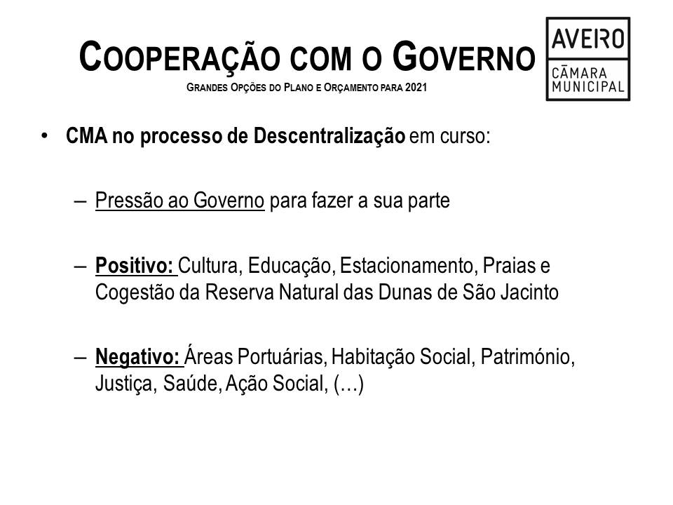 Cooperação com o Governo