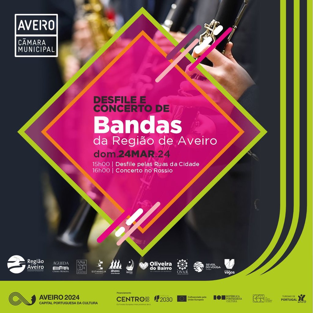 Câmara de Aveiro recebe desfile e concerto de bandas da Região de Aveiro